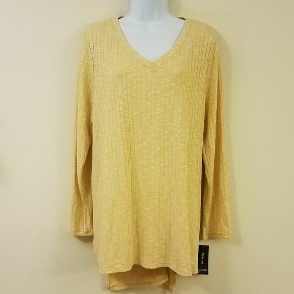 Style & Co. Yellow Textured Hi-Lo Hem Knit XXL Top - Picture 3 of 8